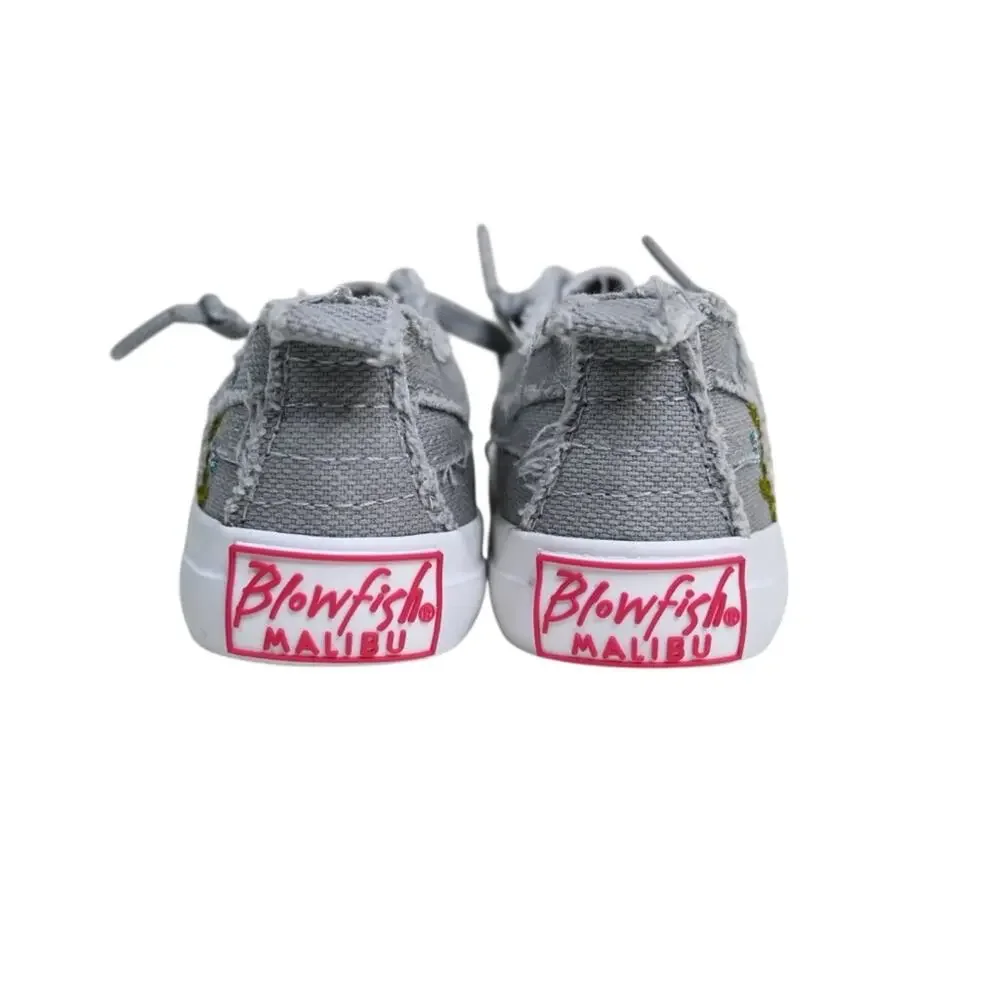 Blowfish Malibu Toddler 6 Playfield Gray Floral Embroidered Sneakers NEW